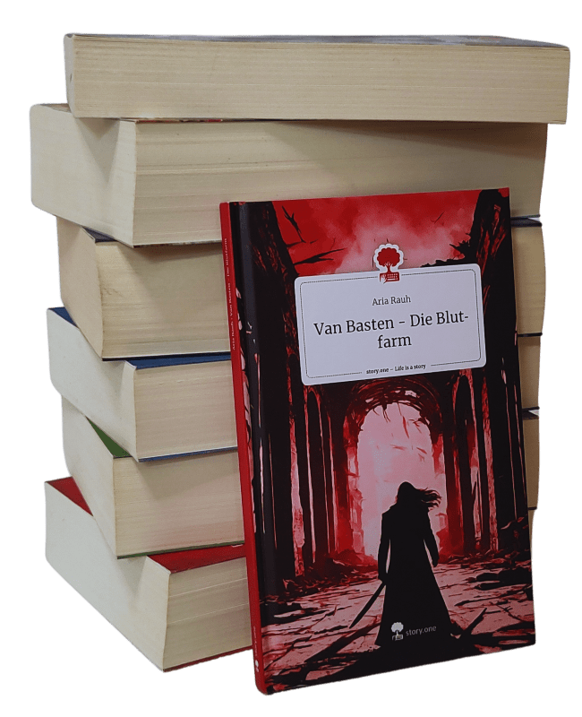 Bücherstabel mit angelehntem Buch