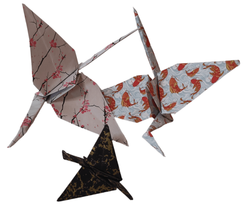 3 gefaltete Kraniche